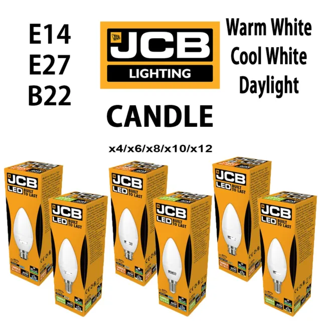 JCB LED KERZE Lampen 6W = 40W Glühbirne B22 BC E14 SES warm kühles Tageslicht UK