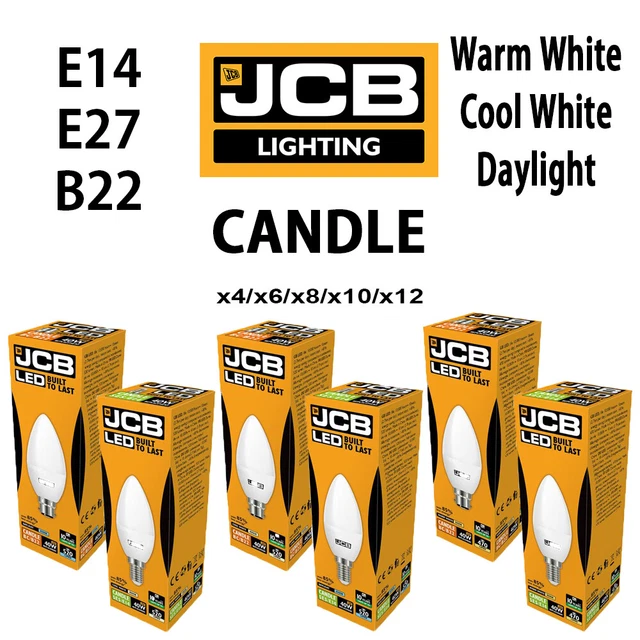 JCB LED KERZE Lampen 6W = 40W Glühbirne B22 BC E14 SES warm kühles Tageslicht UK