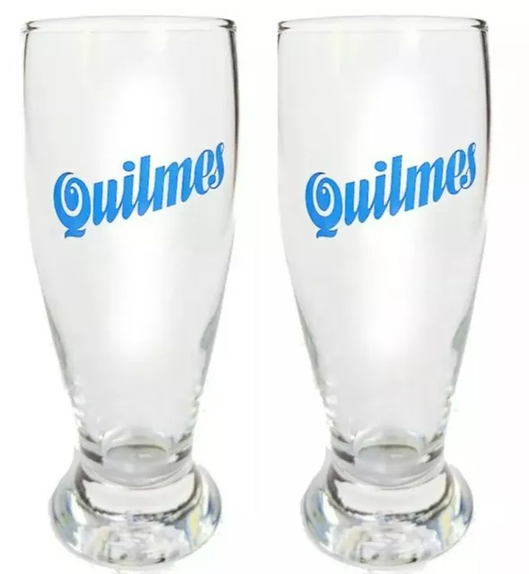 Quilmes Cervecería 2 x Beer Glasses 320ml BNWOB Argentina MAN CAVE