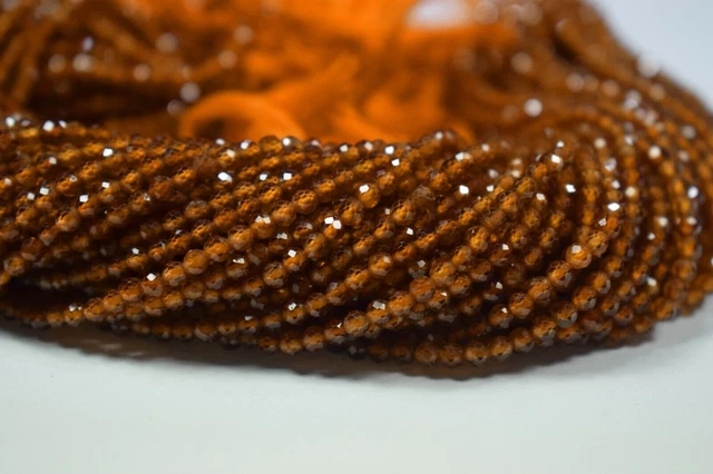 Perles en vrac de pierres précieuses rondes à facettes de citrine foncée...