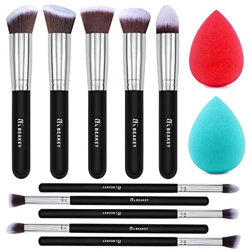 BEAKEY Pennelli Make Up Premium Synthetic Set di Pennello da Trucco Fondazion...