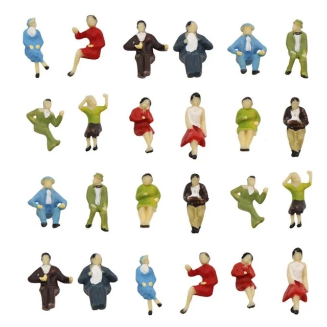 Lot De 50 Figurines Assises 1:32 - Personnages Miniatures Peints Pour Maquettes Et Décors
