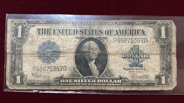 1923 $1 ONE DOLLAR “HORSEBLANKET” SILVER CERTIFICATE With Missing Edge