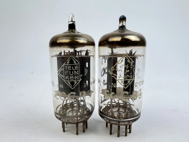 2x Telefunken ECC83 Röhre Long ribbed Plates selten Röhrenverstärker preamp Tube