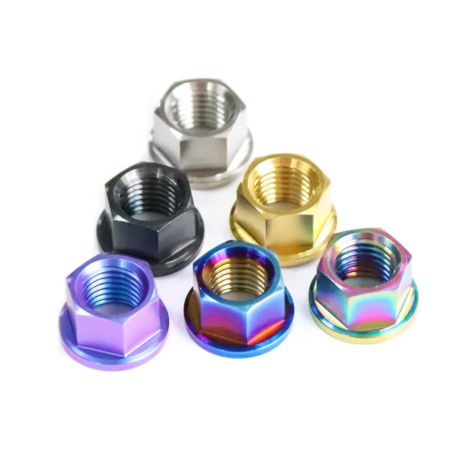 GR5 TITANIUM TI Nuts M5/M6/M8/M10/M12/M14 Bicycle Flange Head Hex Nuts ...