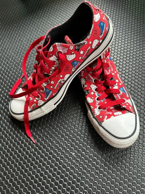 Hello Kitty x Converse Chuck Taylor Low All Star Red, US 5/7 - Excellent
