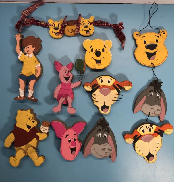 Vintage Winnie the Pooh Wooden Plaque Nursery Decor 9 Pieces
