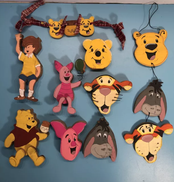 Vintage Winnie the Pooh Wooden Plaque Nursery Decor 9 Pieces