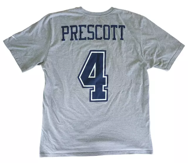 Dallas Cowboys Nike Tee Shirt Reg Fit Mens XL NFL Gray Short Sleeve Dak Prescott
