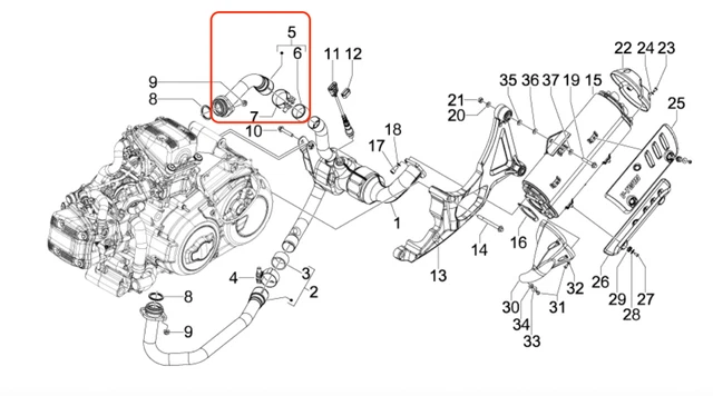 Collettore Scarico Cilindro Posteriore Lato Testa Gilera GP 800 2009 2010 2011