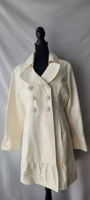 George Simonton Studio Womens Sz 10 Ivory Water Repellent Button Rain Coat