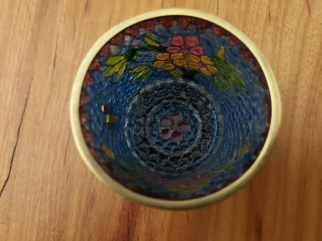 Old Rare Japanese Multicolored Shotai Shippo Pliqué-a-Jour Cup