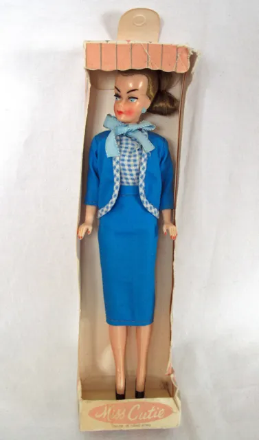 RARE Vintage BILD LILLI HONG KONG Barbie Doll Clone 7.5" w Box MISS CUTIE 1960s