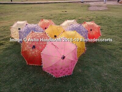 5 articolo per lotto 5 Pezzo Lotto Decorativo Indiano Mano Ricamata Cotone Quilted Ombrello Etnico Vintage Sole Protetto Parasol Ombrello Accessori Ombrelli e accessori per la pioggia 