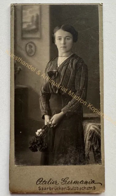orig. CDV photo photographs woman lady fashion around 1910 Saarbrücken atelier Germania