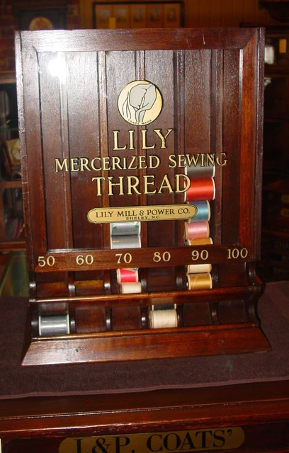 Unusual double sided Lily Mill spool thread cabinet-load from top----16008