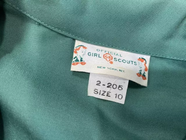 Vintage Girl Scouts Uniform Dress Cadet Green ADULT SIZE 10 MED LARGE 1960s MOD 2