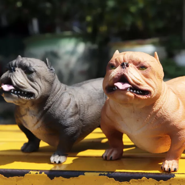 American Bully Pitbull Dog Pet Statue Animal Model Toy Collector Car  Decoration
