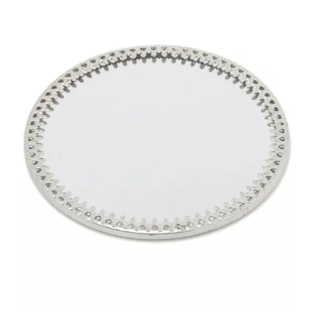 10cm Decorative Mirror Glass Display Plate | Silver Mirrored Glass Candle Tray