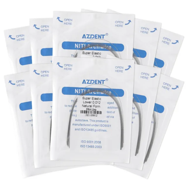 10 Pack AZDENT Dental Orthodontic Super Elasti Niti Arch Wire Round Natural Form