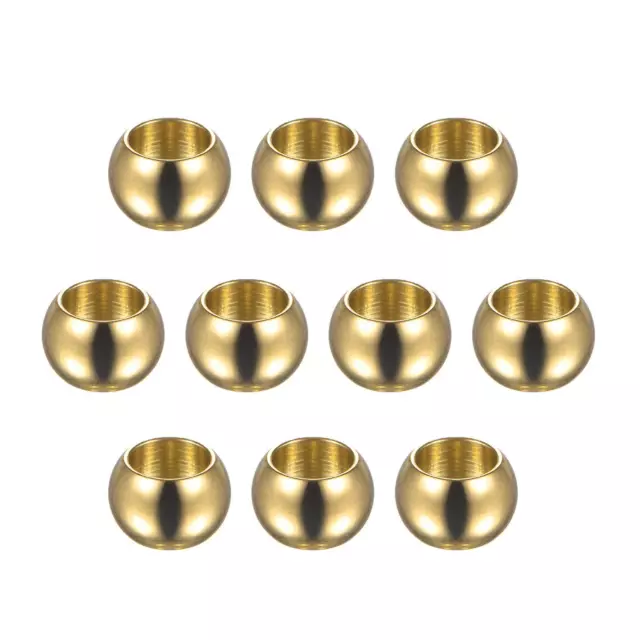 10pcs Beads 8mm Stainless Steel 5mm Hole Dia Bead for DIY Crafts, Gold Tone