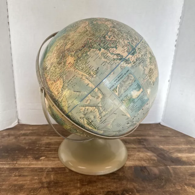 Vintage RAND McNALLY World Portrait 12" Raised Topographical Globe Soviet Union