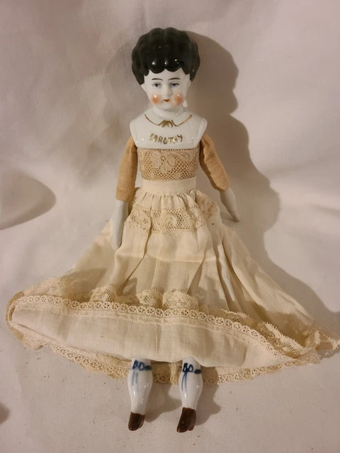 Antique 12 in. Bisque Doll Cloth Body Porcelain Limbs & Head  DOROTHY 7