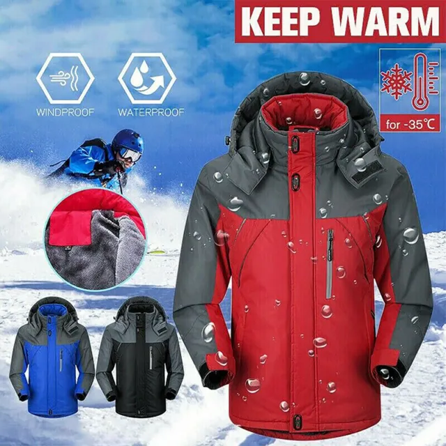 Men's Winter Windproof Fleece Lined Jacket Outwear Waterproof Warm Jackets Coats 3
