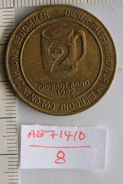 1982 Colon Germany Dieser Taler Beer token (AB71410/X586)