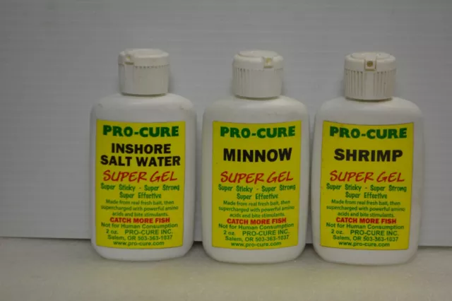 Pro-Cure 2oz lot of 3 super gel / inshore saltwater/minnow/shrimp