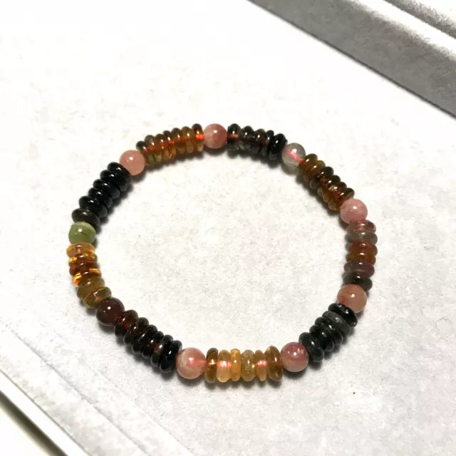 Natural Color Tourmaline Crystal Disc Beads Healing Stretch Bracelet 6-7mm