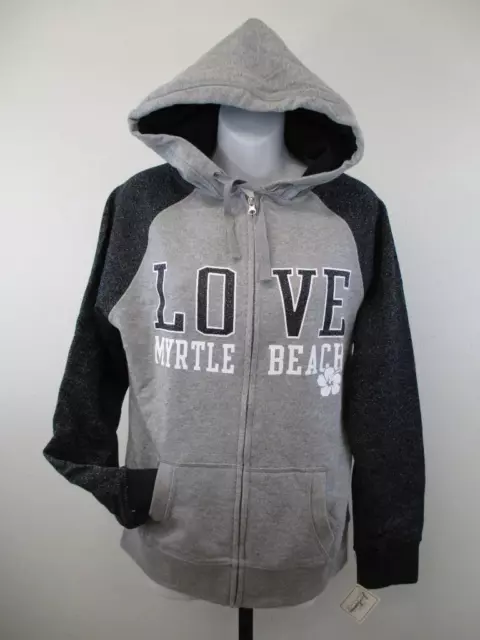 NEW Love Myrtle Beach Womens Size M Medium Gray Full Zip Jacket Hoodie