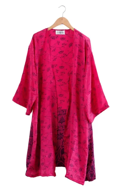 Indian Sari Silk Kimono Vintage Gown Long Kimono Woman's Clothing Cover Up Shrug