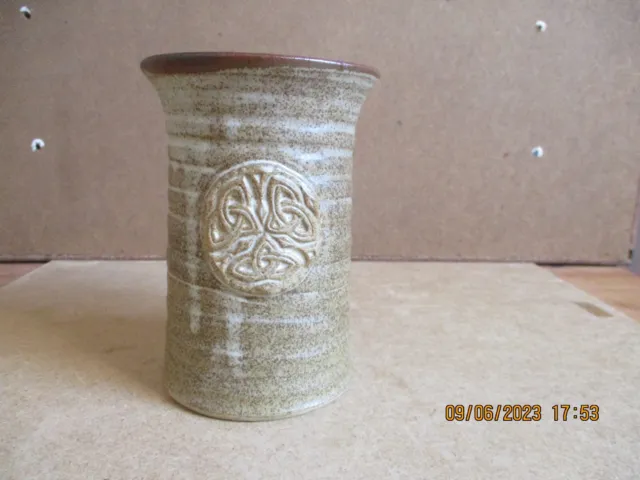 Large Dornoch Studio Pottery Stoneware Celtic Motif Beer Mug/Tankard