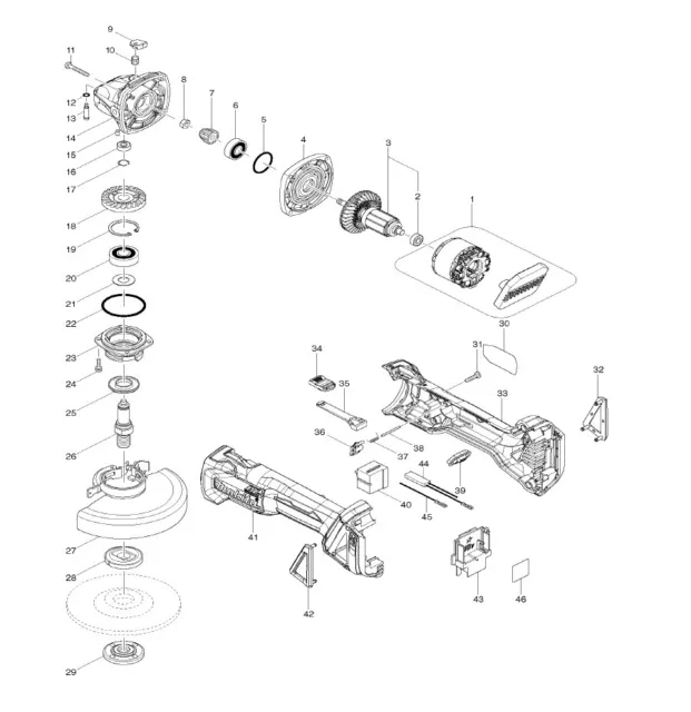 Makita Ersatzteile für DGA504 Akku Winkelschleifer