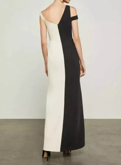 NWT BCBGMAXAZRIA Color-block (Black&Ivory) Cold-Shoulder Gown Size 0 MSRP $338. 3