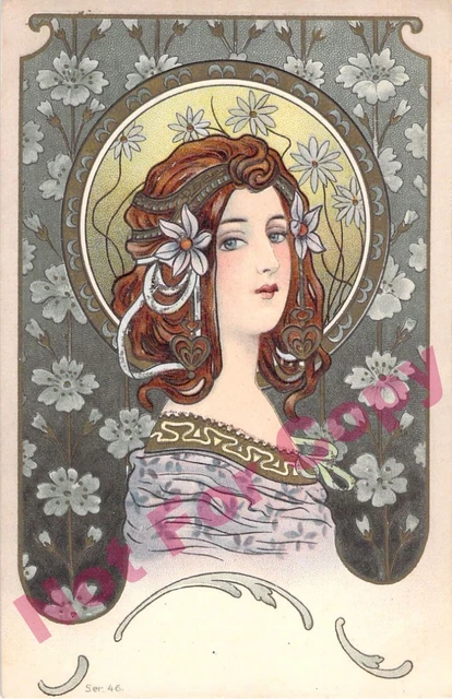 Carte Postale Ancienne – Belle Femme Art Nouveau, Gaufrée, Relief, Fabrication Française