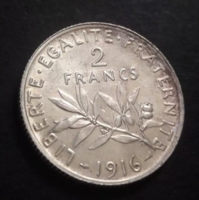 Monnaie argent France  2 francs semeuse de 1916