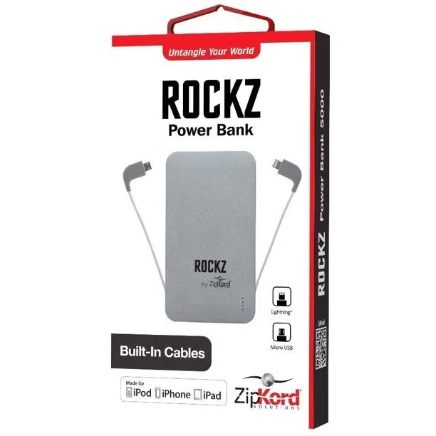 ZipKord Rockz Power Bank 5000 mAh External Battery Pack Charger For Micro USB