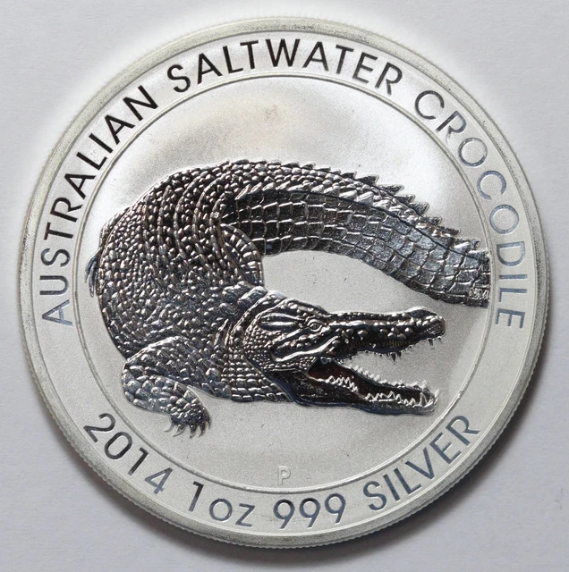 2014 $1 AUSTRALIAN Saltwater Crocodile 1 oz .999 Fine Silver Coin