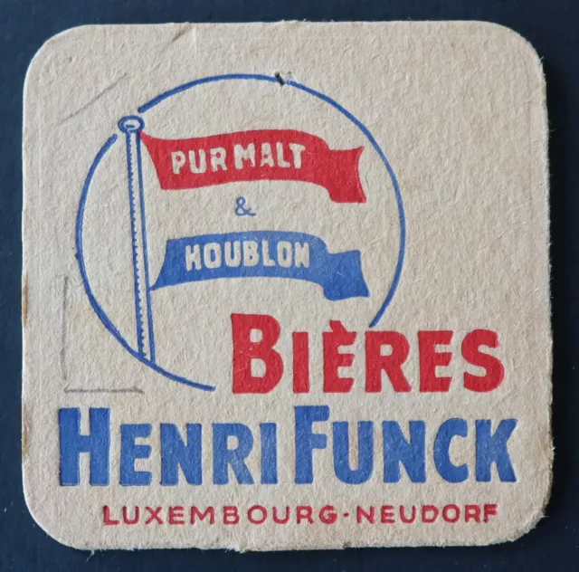 Ancien sous-bock bière HENRI FUNCK Luxembourg coaster beermat 23