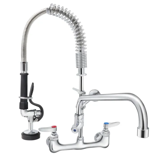 VEVOR Commercial Faucet Wall Mount Kitchen Sink Pre-Rinse Sprayer 25" Height