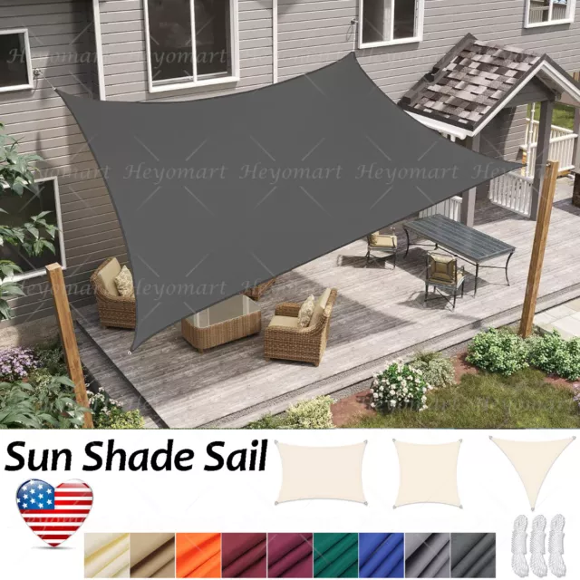 Waterproof Shade Sail GARDEN PATIO AWNING CANOPY Outdoor UV BLOCK GREY Rectangle