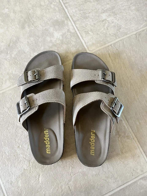 MADDEN NYC WOMENS Breckk Sz 8 M Brown Double Strap Footbed Sandal 16.99 PicClick