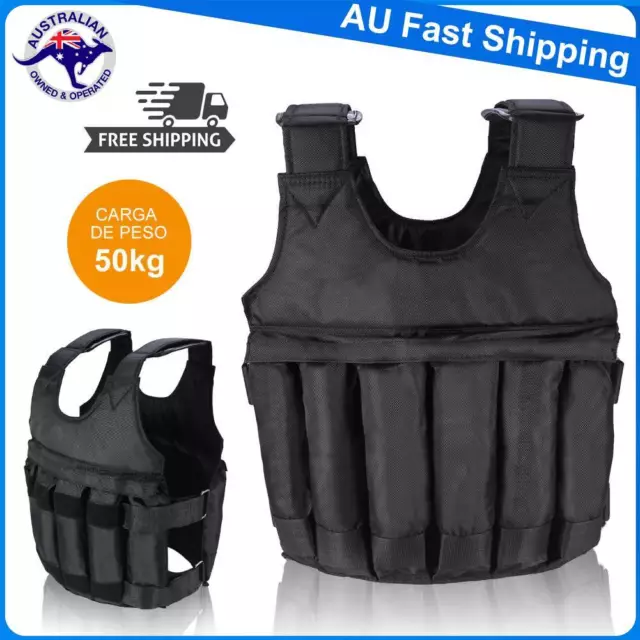 50KG Adjustable Workout Weight Weighted Vest Exercise Gym Training Fitness Vest