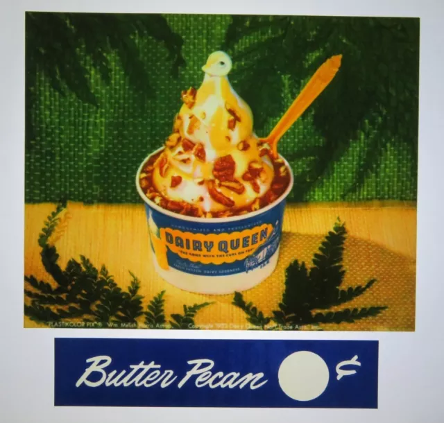 Vintage 1953 DAIRY QUEEN PlastiKolor Pix sign back lit display Butter Pecan DQ