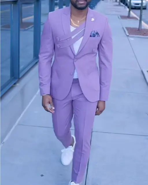 Men's Slim Fit Casual Suit Jacket Pants Set Wedding Prom Party Dinner Dress Sets