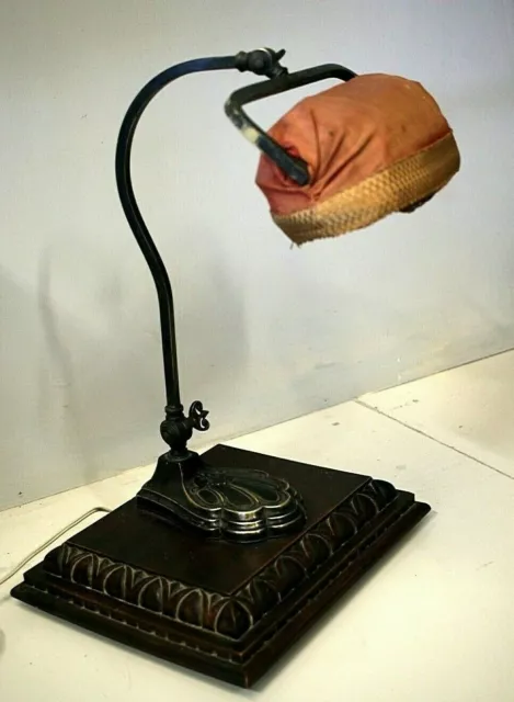 ANTICA LAMPADA  SCRIVANIA Ministeriale DESK TOP LAMP PARALUME TESSUTO ANNI '40s