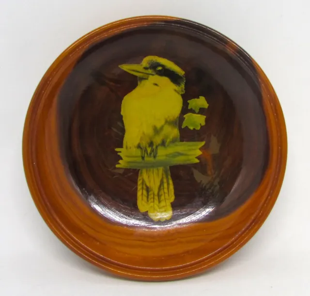 Australiana Small Mulga Wood Bowl - Treen - Kookaburra Decoration - 10cm