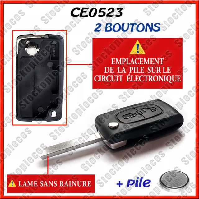 Coque plip cle CE0523 3 boutons Citroen C4 C5 C4 Picasso Peugeot
